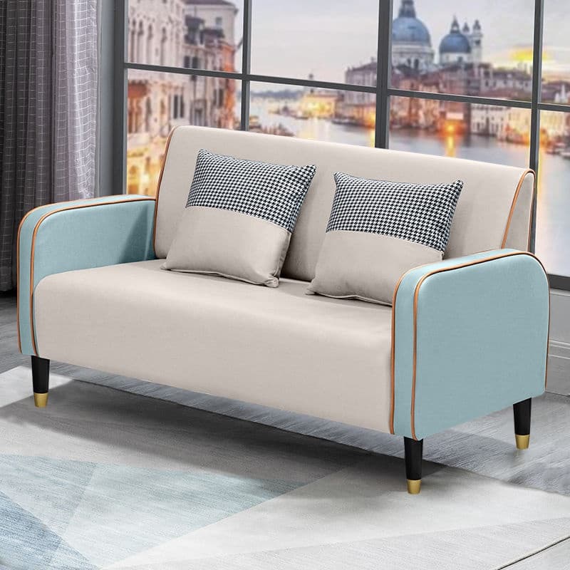 Contemporary Solid Color Tear Resistant Standard Sofa in Light Gray/Olive Green/Ivory, Seats 3 with 2 Pillows