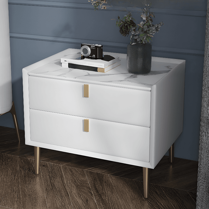 Organic Modern Nightstand With Drawer Organization Featuring 2 Drawers, Stone Countertop, and Leg - image 10