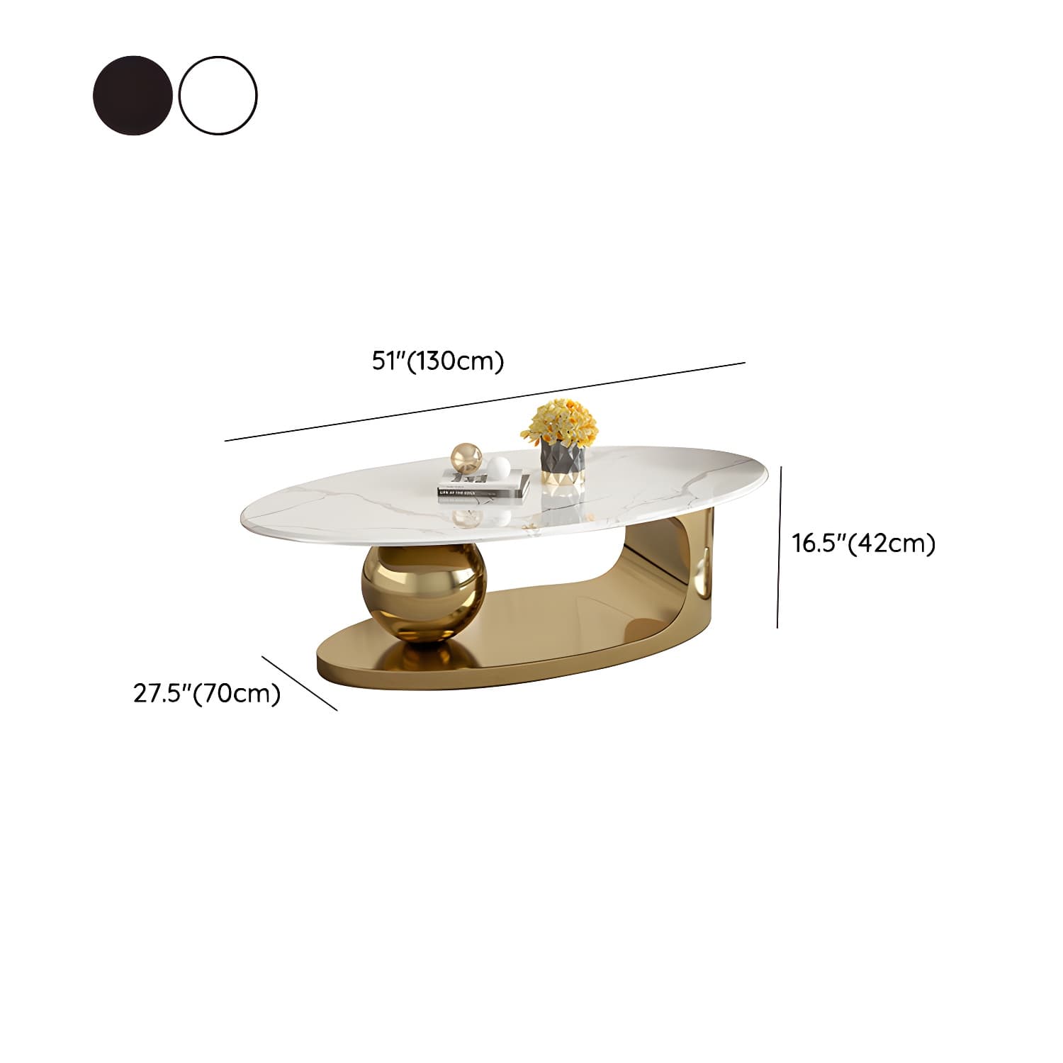 Chic Oval Stone Coffee Table - Modern Elegance with Metal Pedestal Base - image 15