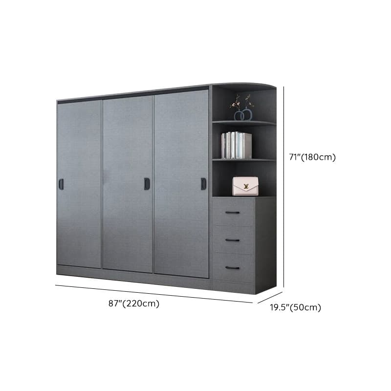 Dove Grey Modern Timber Wardrobe with Self-supporting Design, Soft Close Features, and Clothing Rod - image 19