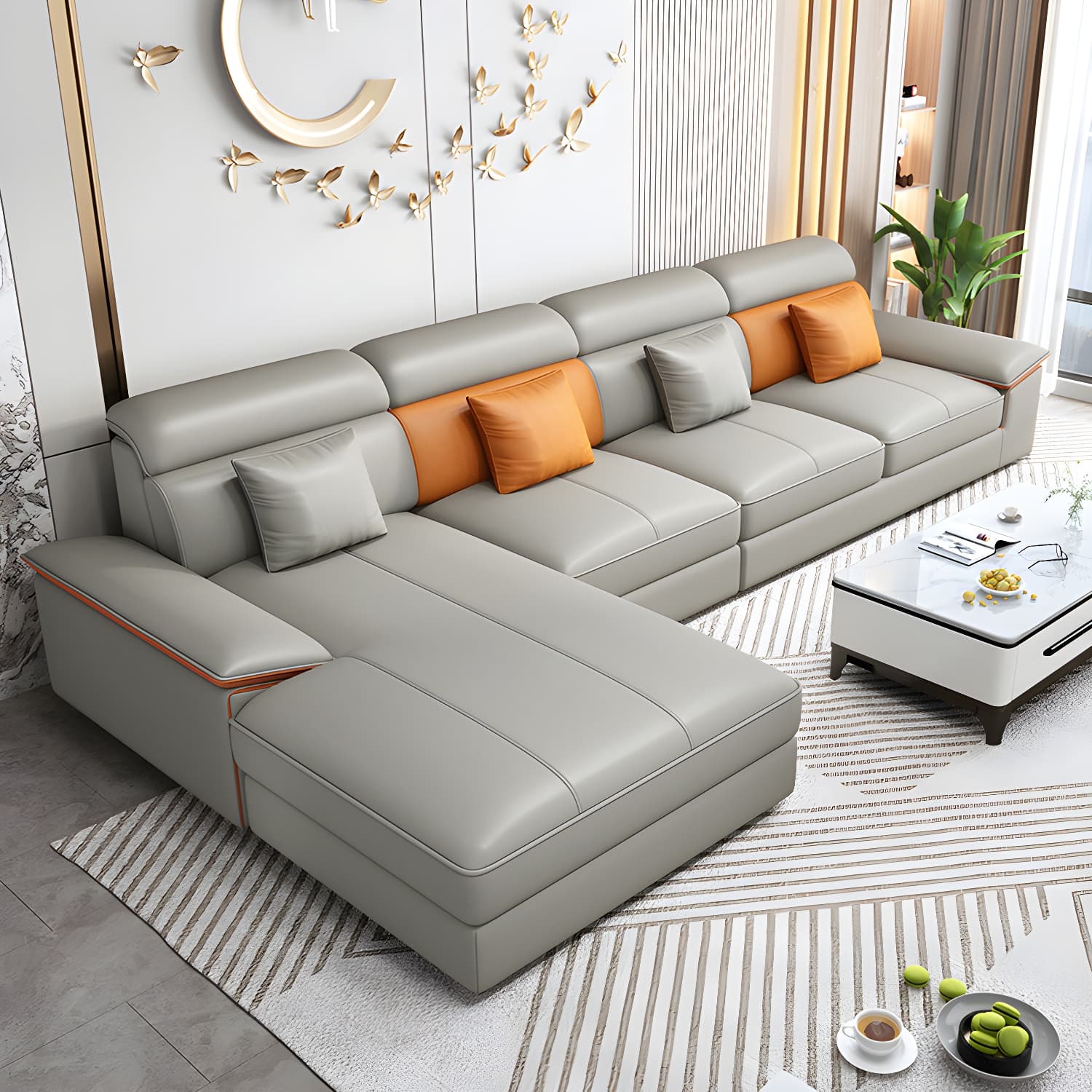 Modern Wood L-Shaped Sectional Sofa with Pillow Top Arm and Cushion Back - image 10
