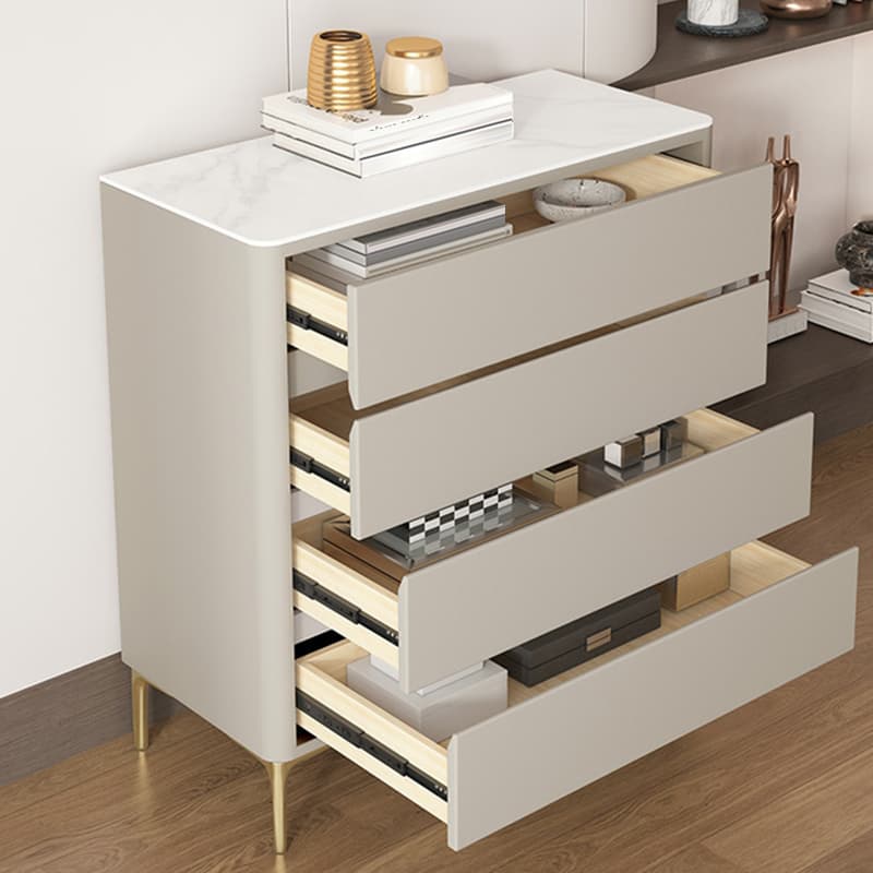 Glam Style Solid Wood Storage Chest with Stone Top and Soft-Close Drawers - image 12