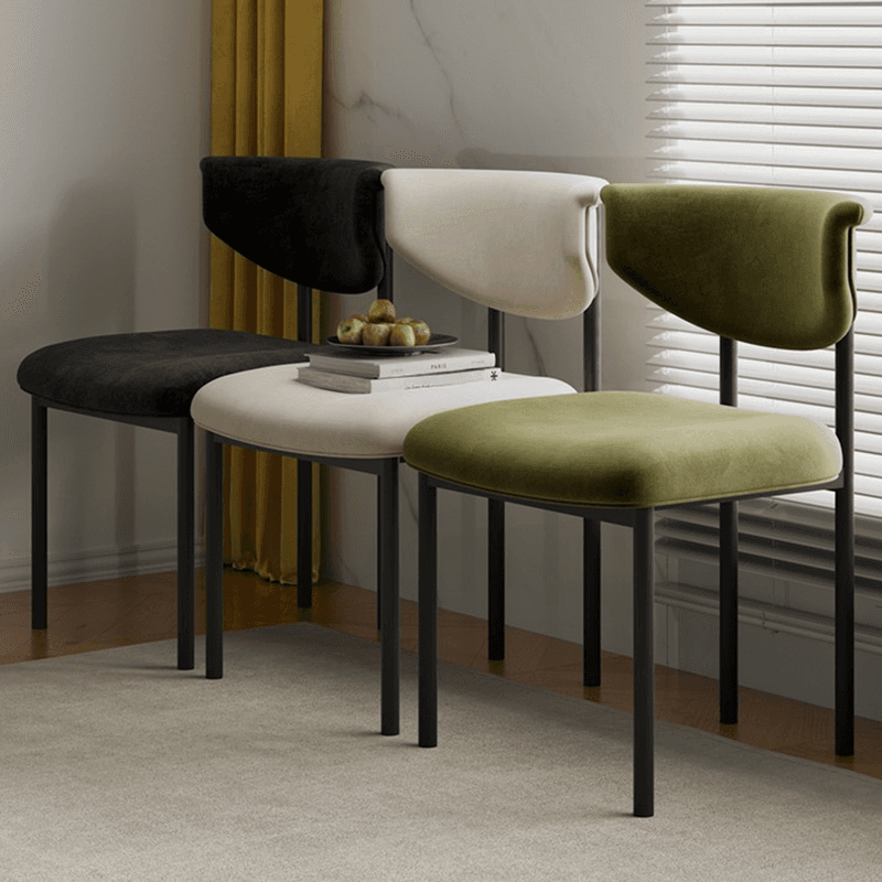 Scandinavian Style 1-Piece Side Chair Set with Upholstered Seats, Ink/Ivory Metal Legs, and Low Back - image 8