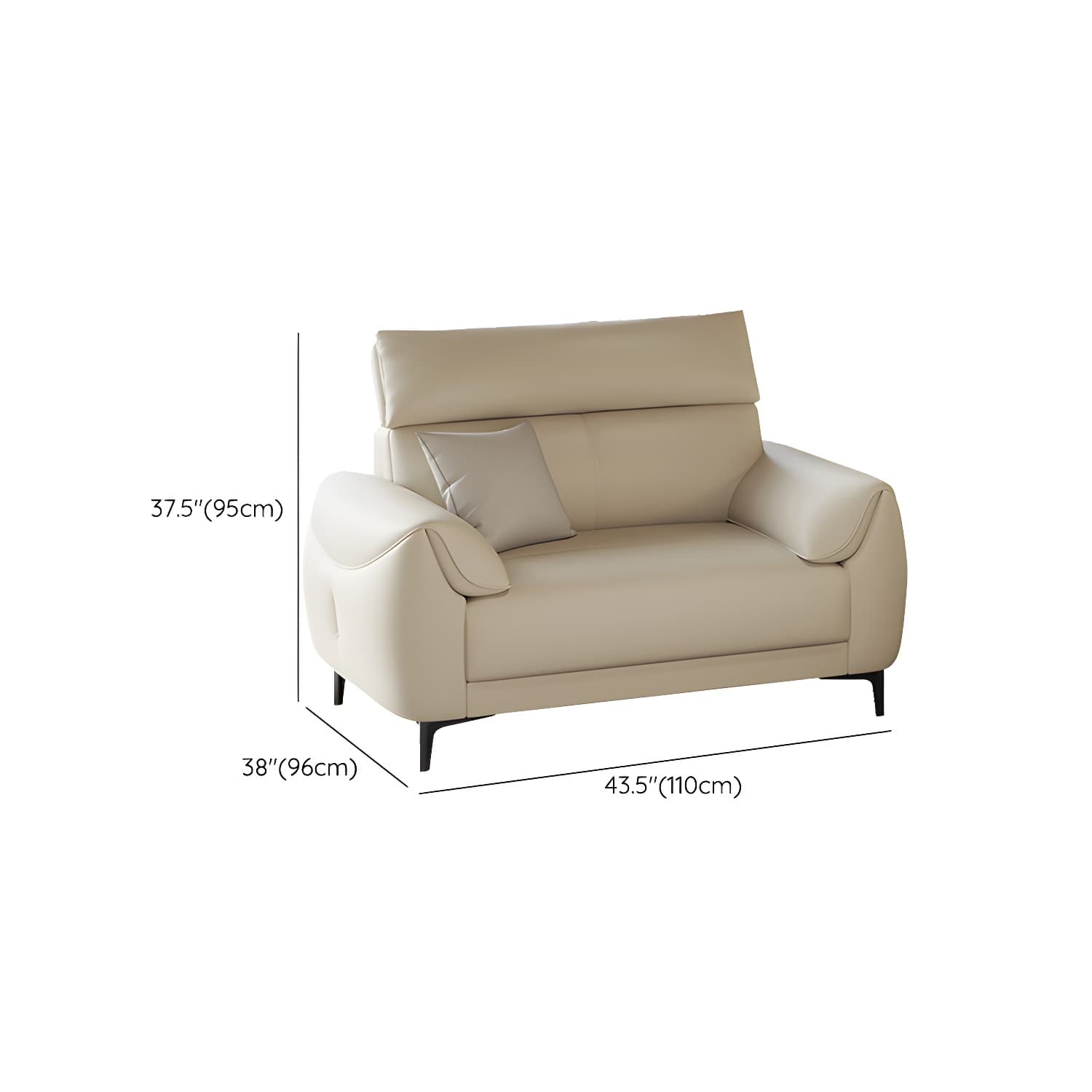 Modern Beige Genuine Leather Sectional Sofa with Adjustable Headrest - image 9