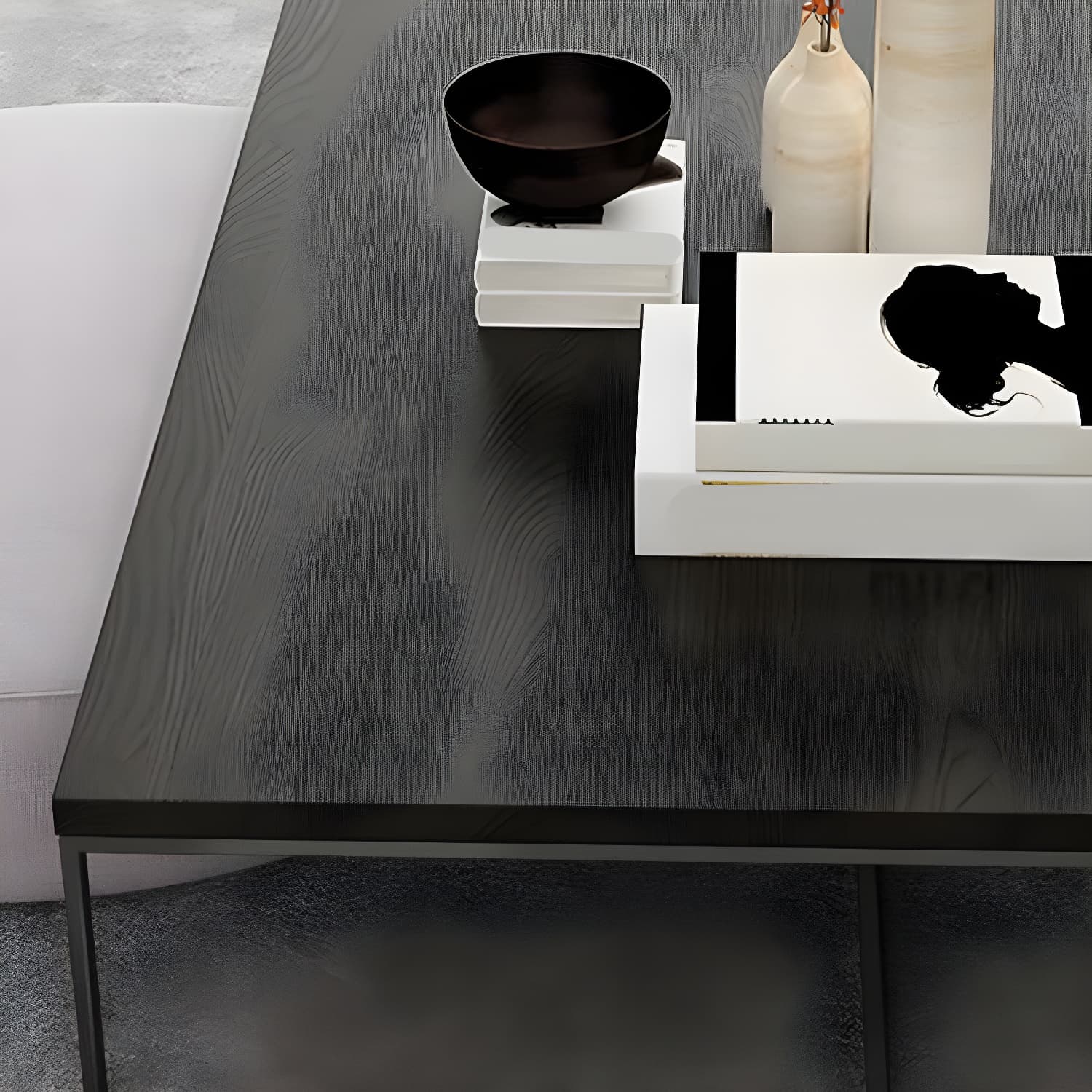 North European Wood Coffee Table Rectangle Frame Cocktail Table - image 8