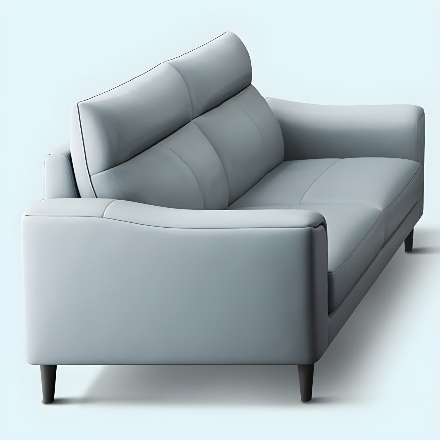 Modern Blue Genuine Leather Sectional Sofa Set with 3 Pieces of Large Size and Pillow Top Arms - image 4