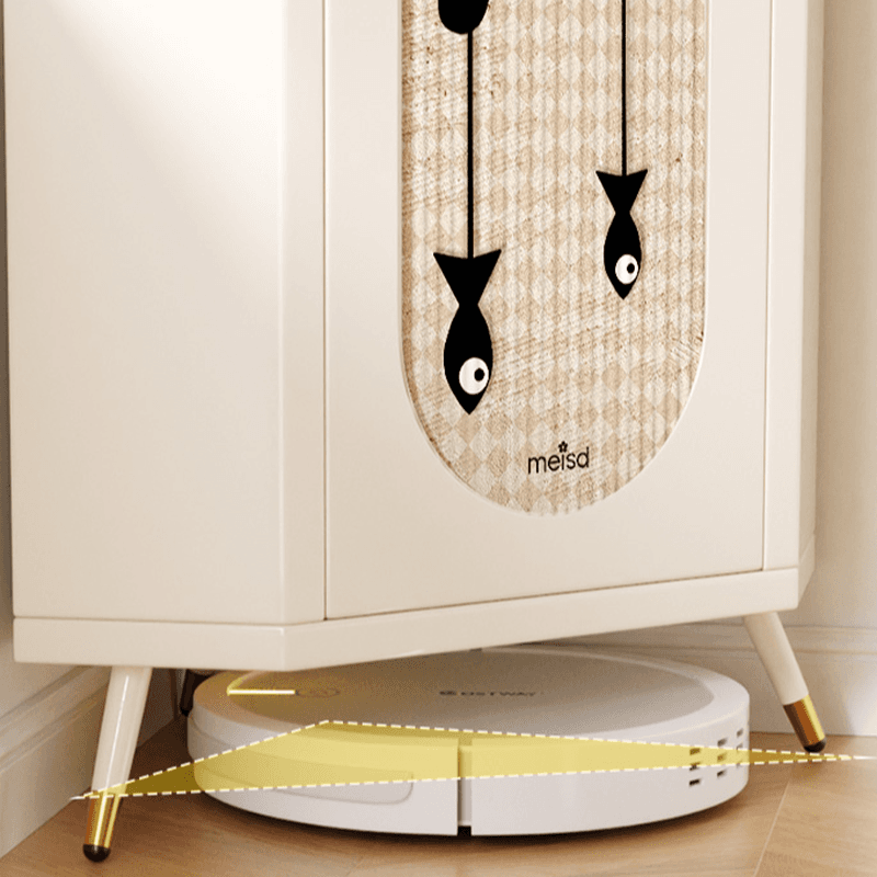 Modern Simple Style Nook Accent Cabinet with Damp-proof Closet, Glazed Door, Cabinet Knobs in Chalk - image 8