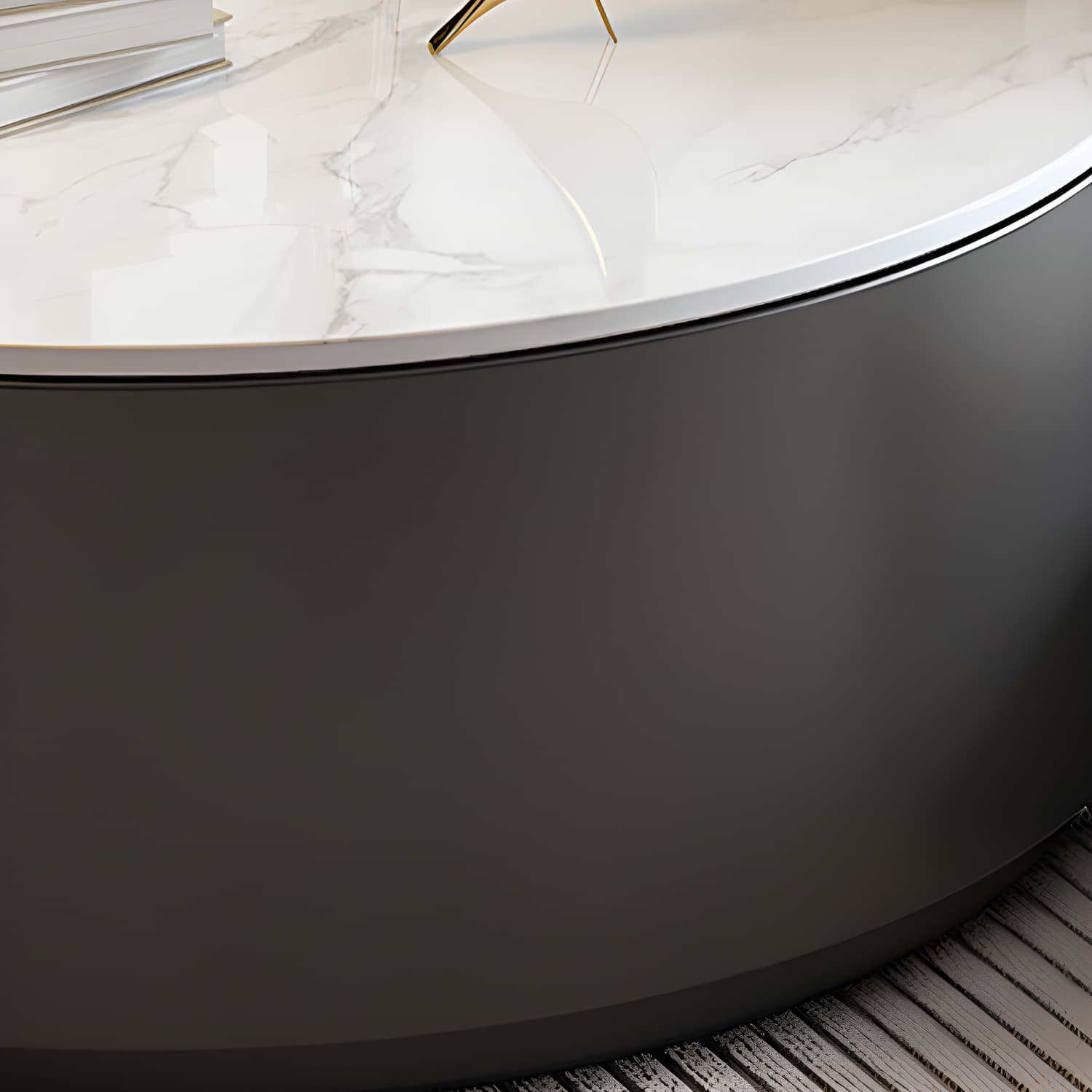 Stone Top Coffee Cocktail Table with Drawer Drum Contemporary Round - image 7