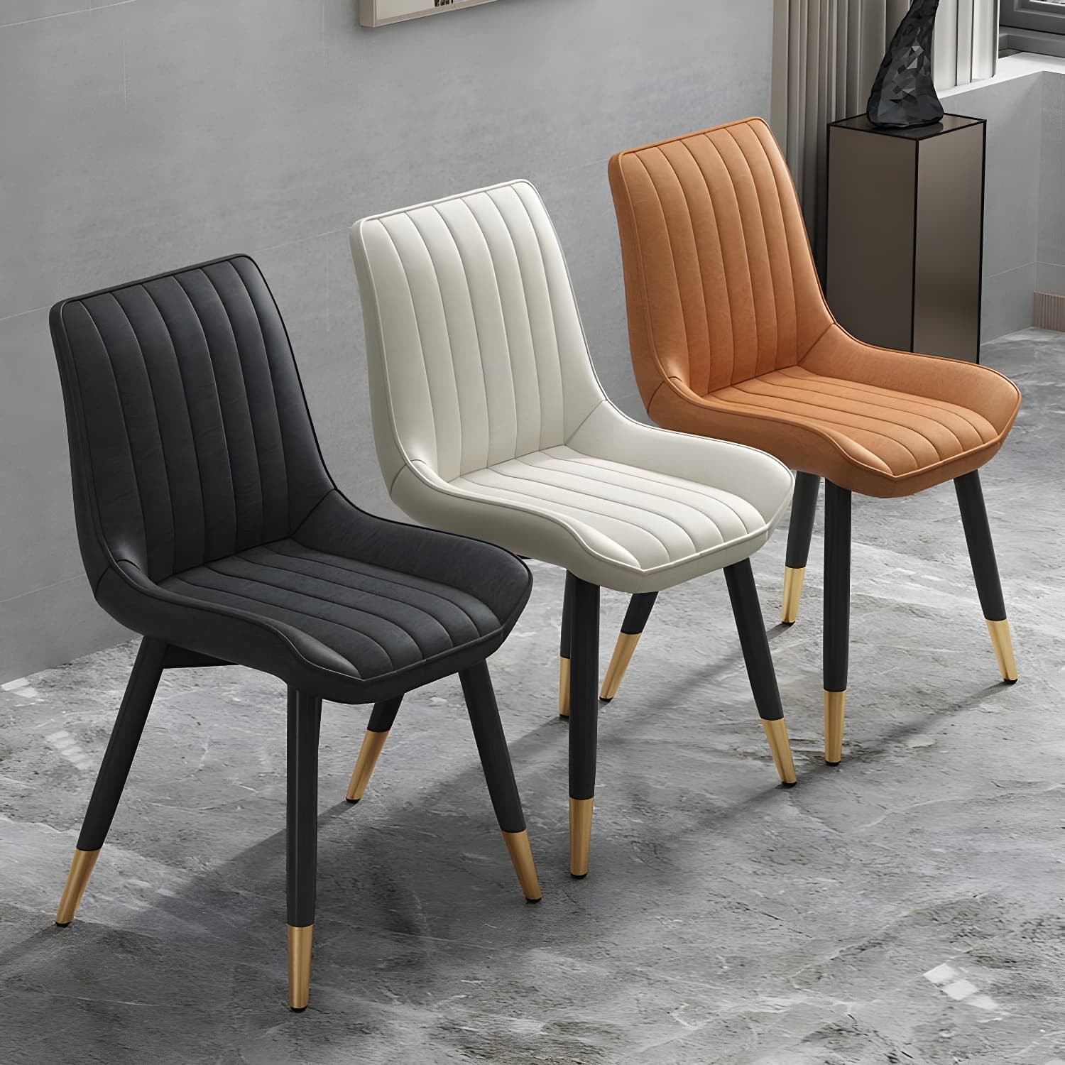 Glam Faux Leather Dining Chair Parsons Chair in Matte Finish for Home - image 7