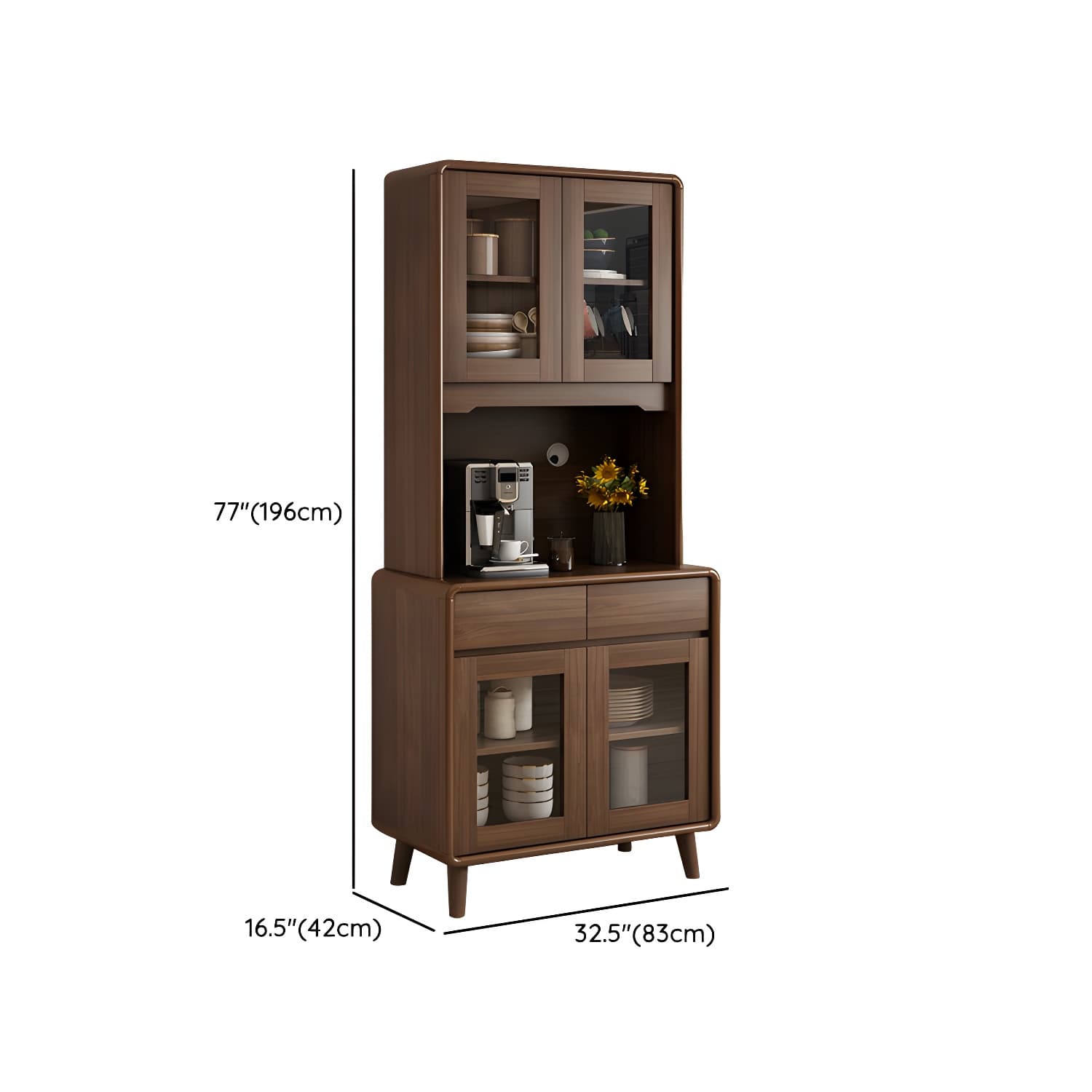 Modern Brown Wood Sideboard with Cabinets and Drawers - Stylish and Functional Buffet for Storage - image 16