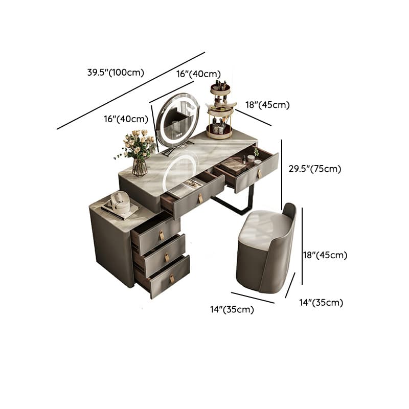 Contemporary 5-Drawer Wood Frame Slate Top Makeup Vanity Desk Table in Gray - image 17