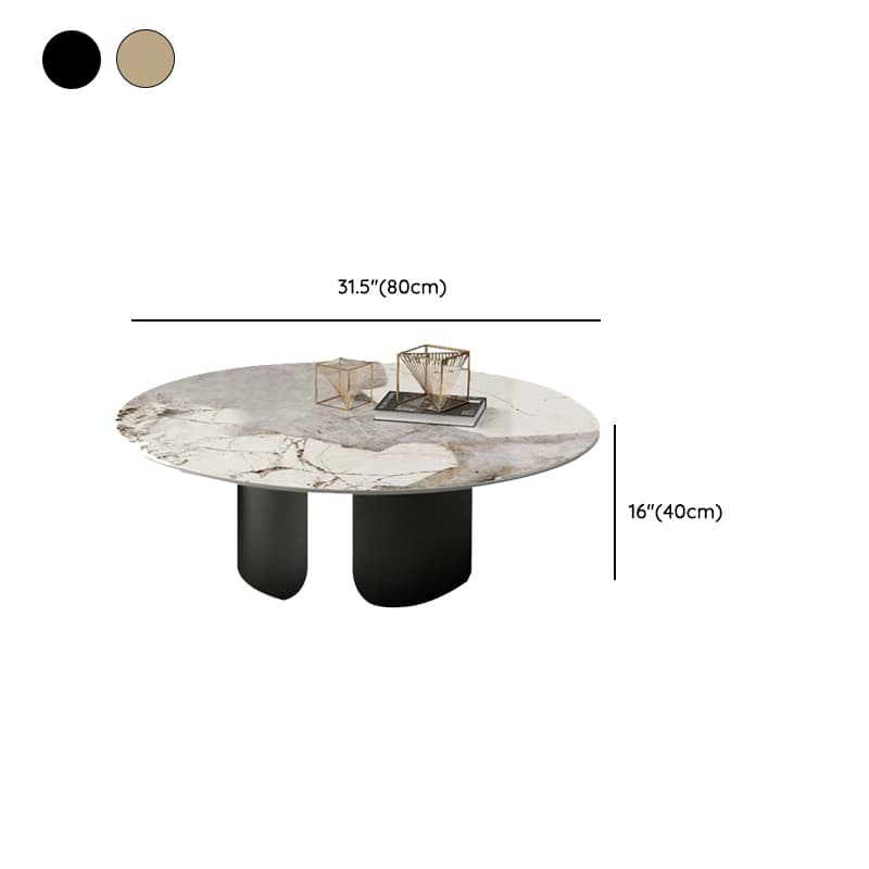 Glam Style Round Coffee Table with Sleek Stone Top and Sturdy Iron Base - image 12