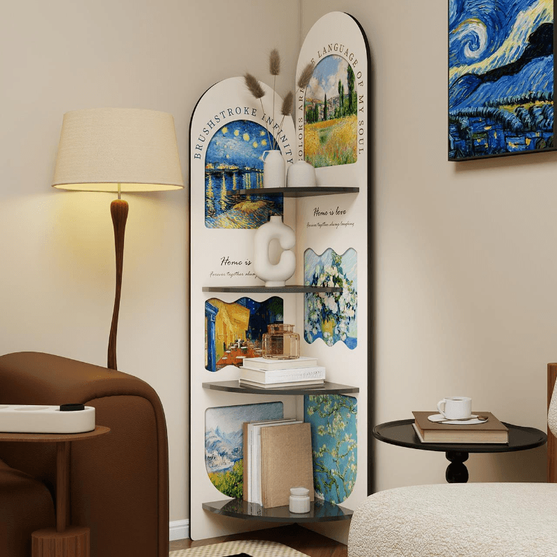 Modern Simple Style Nook Decorative Cabinet with 4 Exterior Shelves, Laminate Countertop in Midnight Black - image 10