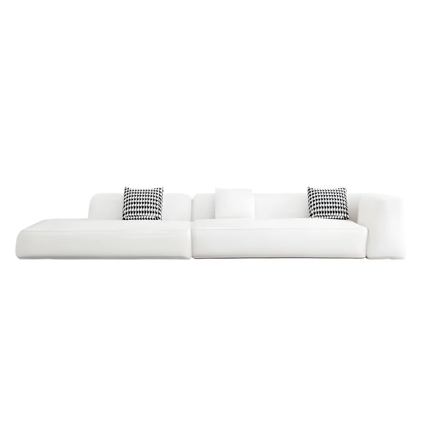 Modern Beige Tech Cloth One Arm Sectional Sofa with Wood Frame - image 5