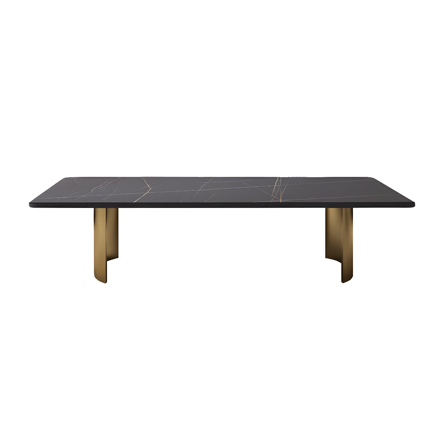 Glam 15.7" H Rectangle Slate Coffee Table Steel 2 Legs Cocktail Table - image 6