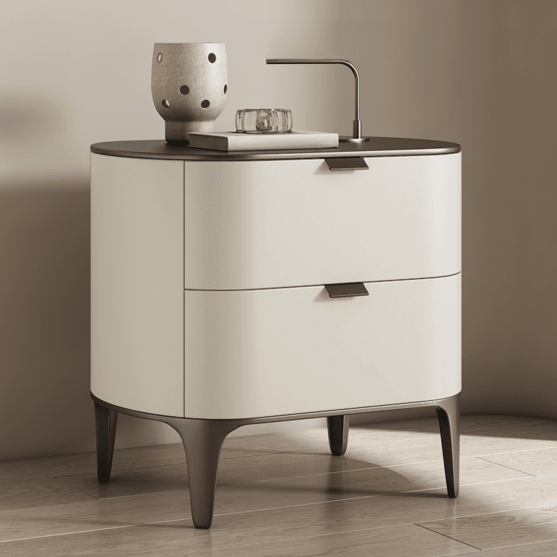 Stylish Drawer Storage Nightstand with 2 Drawers, Lumber Countertop, and Leg - image 8