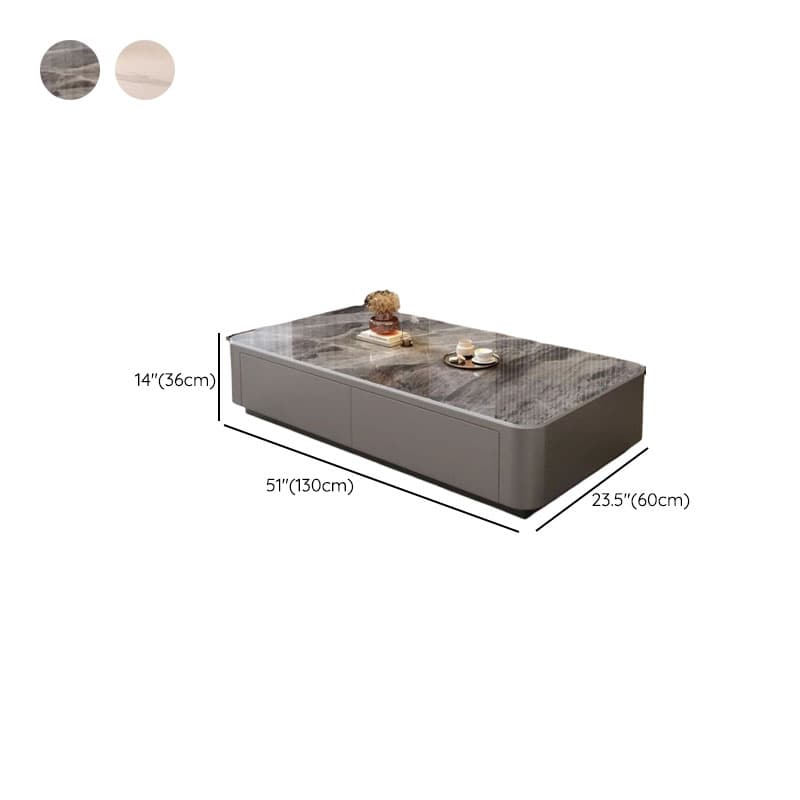 Contemporary Design Single Set Geometric Figure Rock Top Board Game Coffee Table with Block Base in Gray/Chalk and 2 Drawers - image 14