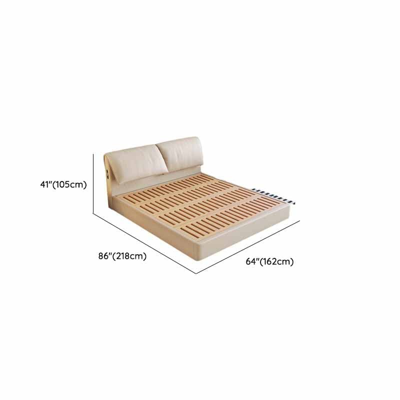 Beige Solid Color Storage Bed with 3 Storage Boxes, Sponge Upholstery, and Illumination Light - image 13