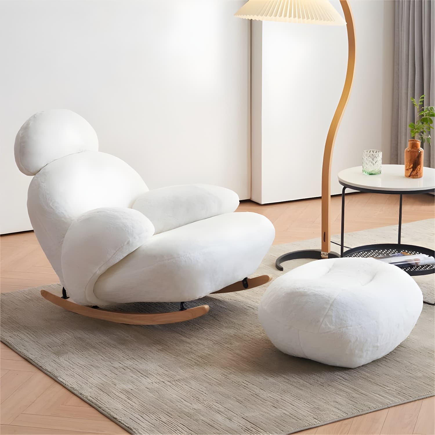Rocking Accent Chair Solid Wood Contemporary Living Room Spindle