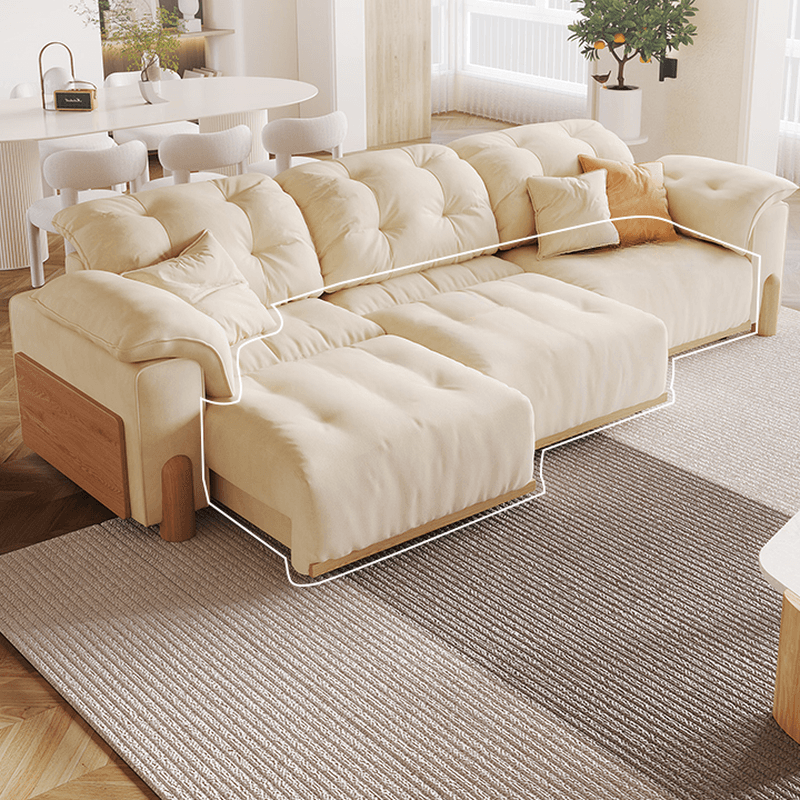 Modish Solid Color Scratch-durable Standard Sofa/Single Sofa in Off-White, Seats 4/2-seater/3 with 2 Pillows