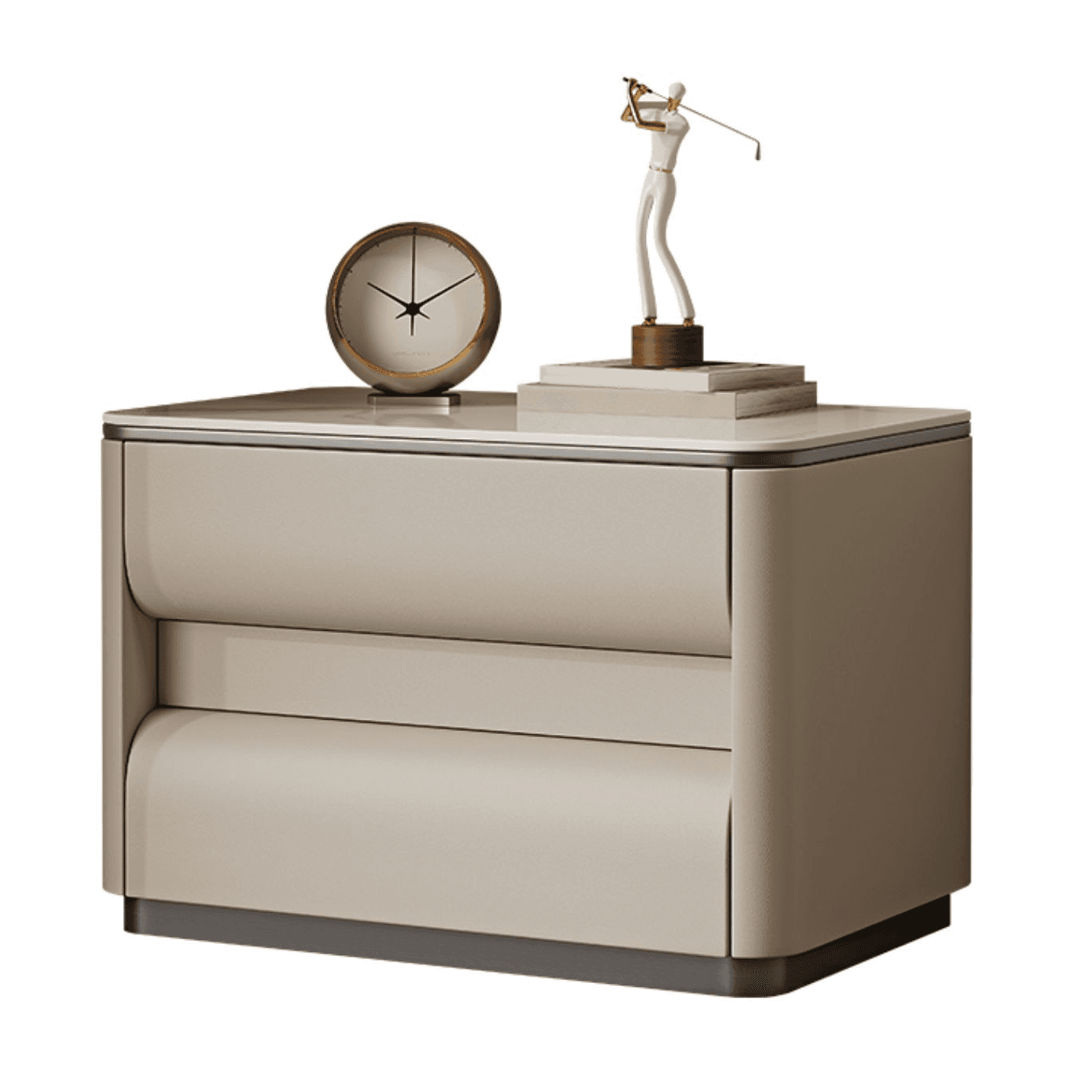 Contemporary Bedside Cabinet Stone Bed Nightstand with 2 Drawers - image 15