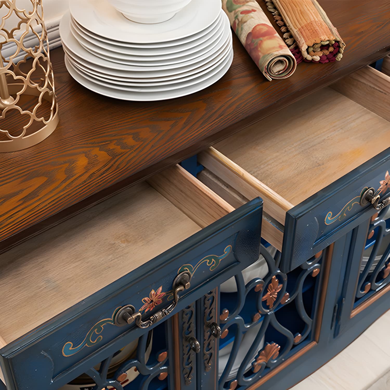 Industrial Cabriole Legs Storage Cabinet Solid Wood Storage Cabinet - image 14