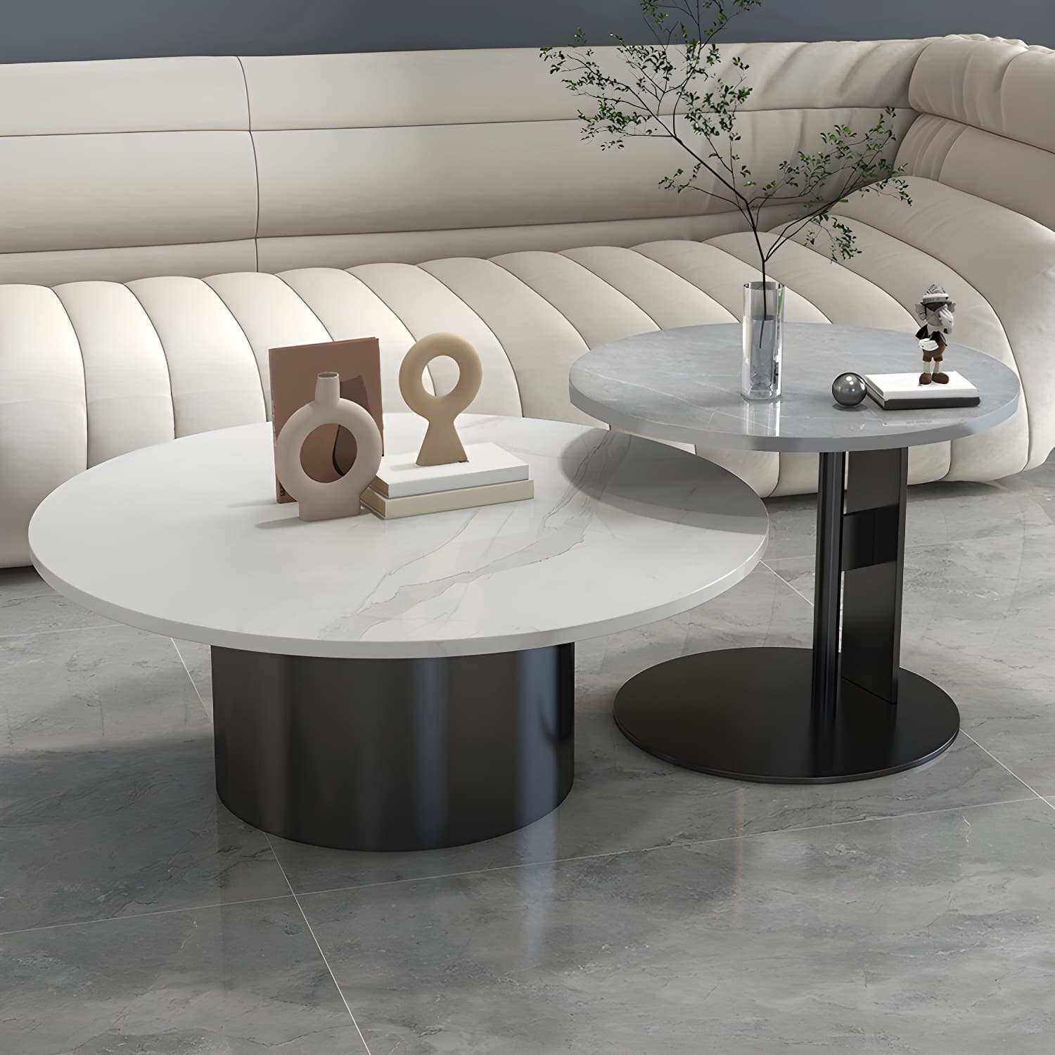 Pedestal Cocktail Table Contemporary Slate Top Coffee or End Table - image 4