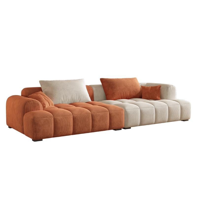 Vibrant Peony/Cerulean/Tangerine Color Sofa Couch with Round Arm and Concealed Support - image 14