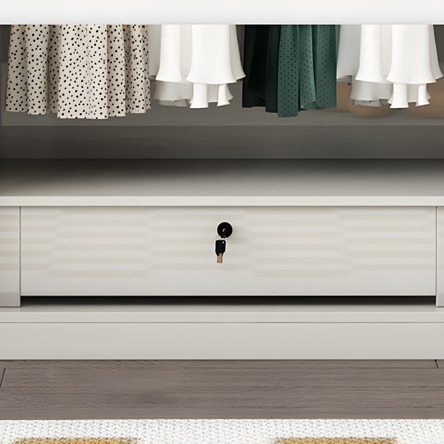 Sleek White Wood Wardrobe Armoire with Soft Close Drawers and Shelves - image 7
