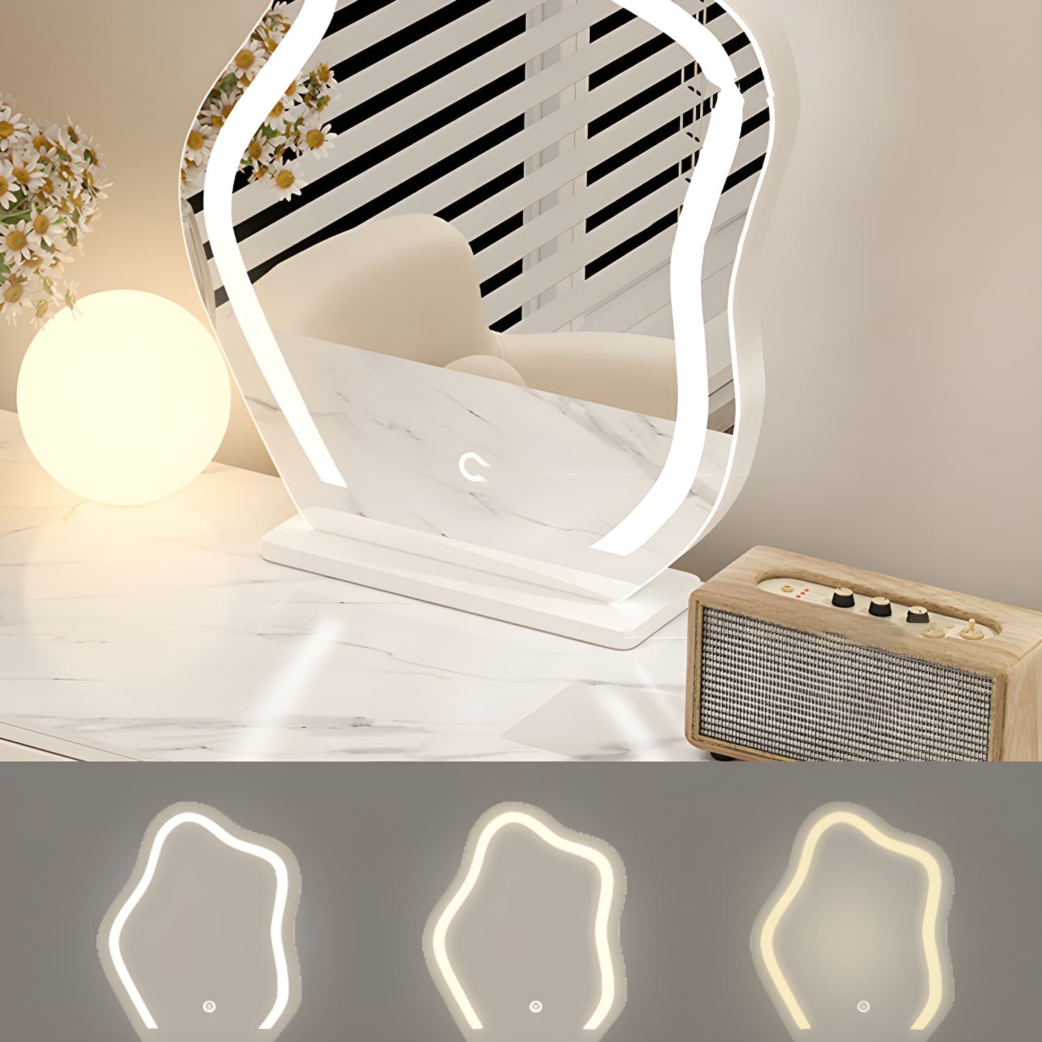 Modern Stone Top Vanity Dressing Table with 6 Drawers for Bedroom - image 3