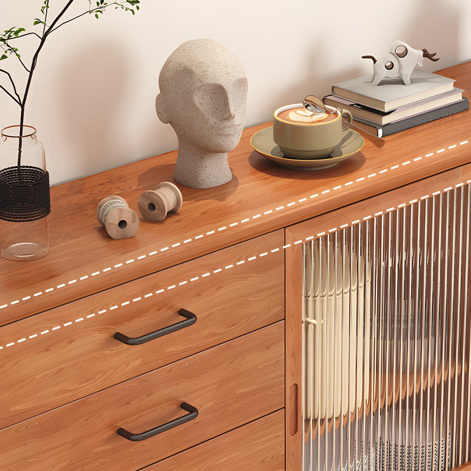 Mid-Century Modern Solid Wood Accent Cabinet with Glass Door - image 8