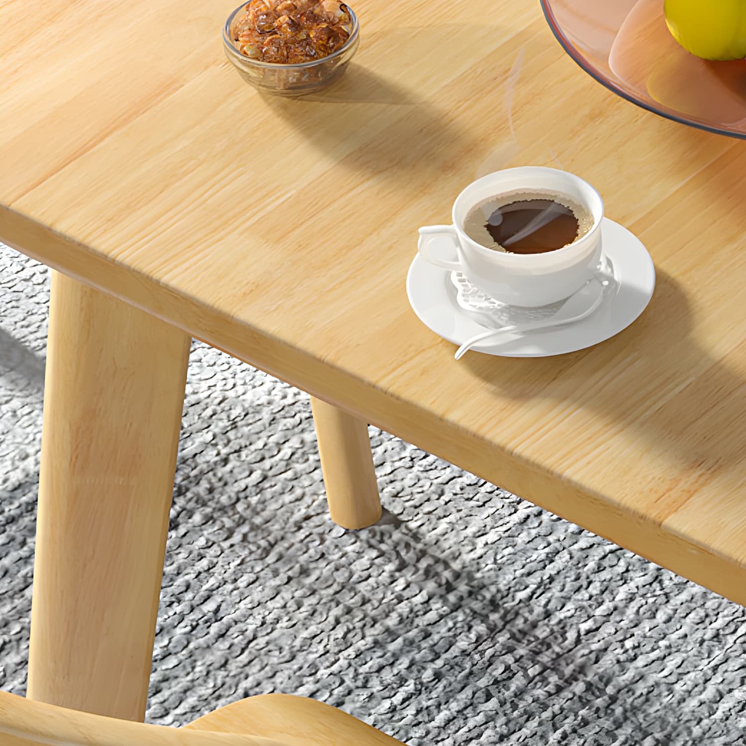 Scandinavian Natural Wood Square Kitchen & Dining Table with Legs - image 7