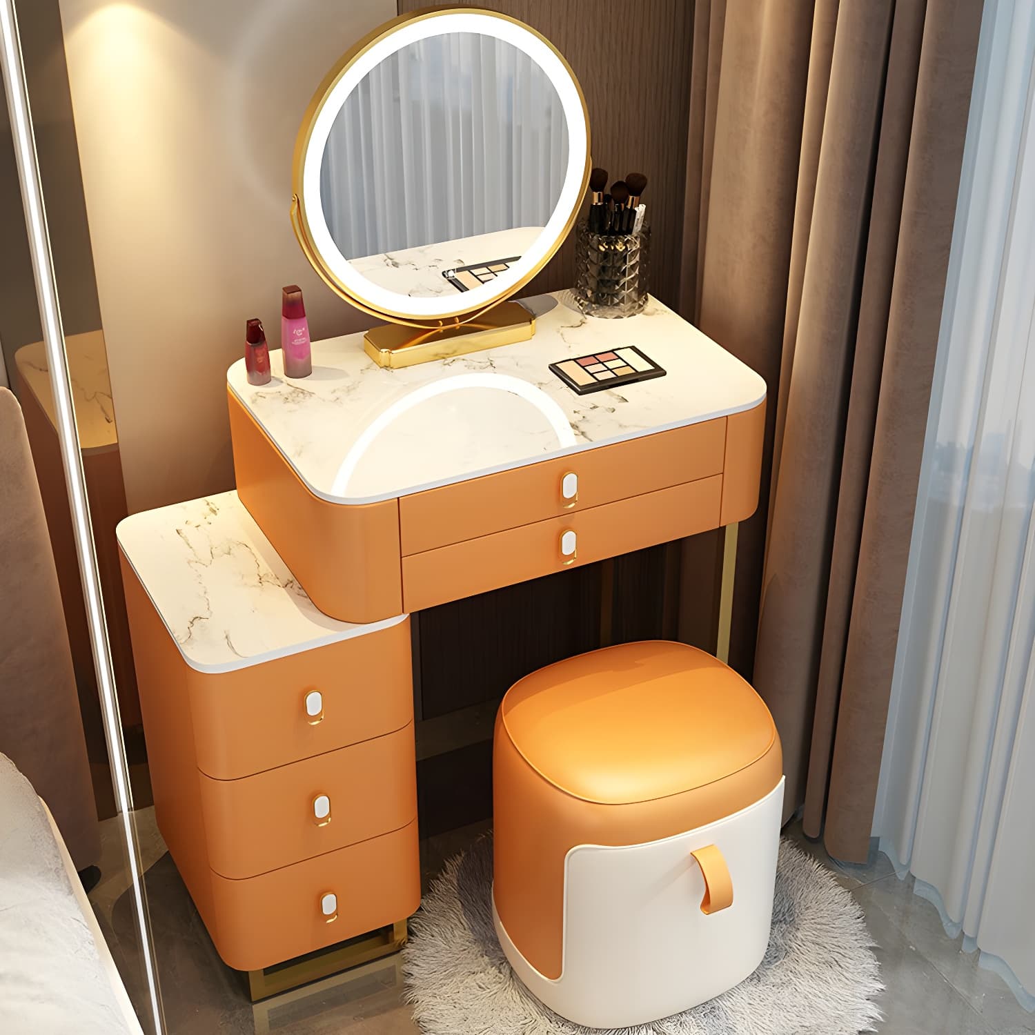 Contemporary Make-up Vanity with 5 Storage Drawers for Bedroom - image 15