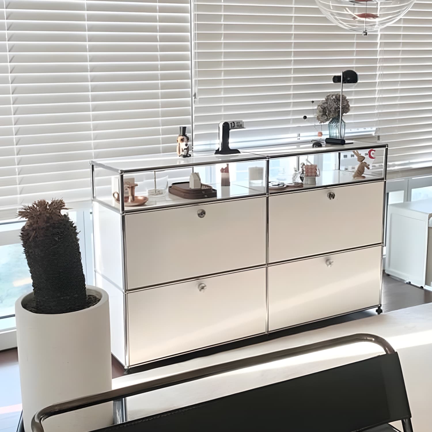 Stainless Steel Sideboard Modern Style Dining Sideboard with Locking Cabinet - image 4
