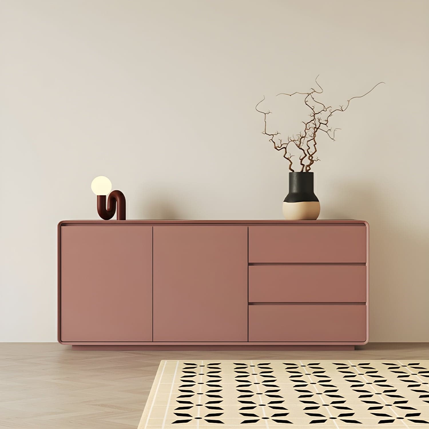 Scandinavian Wood Sideboard with 3 Drawers and 2 Doors, Overall Width 40cm, Overall Height 80cm - image 4