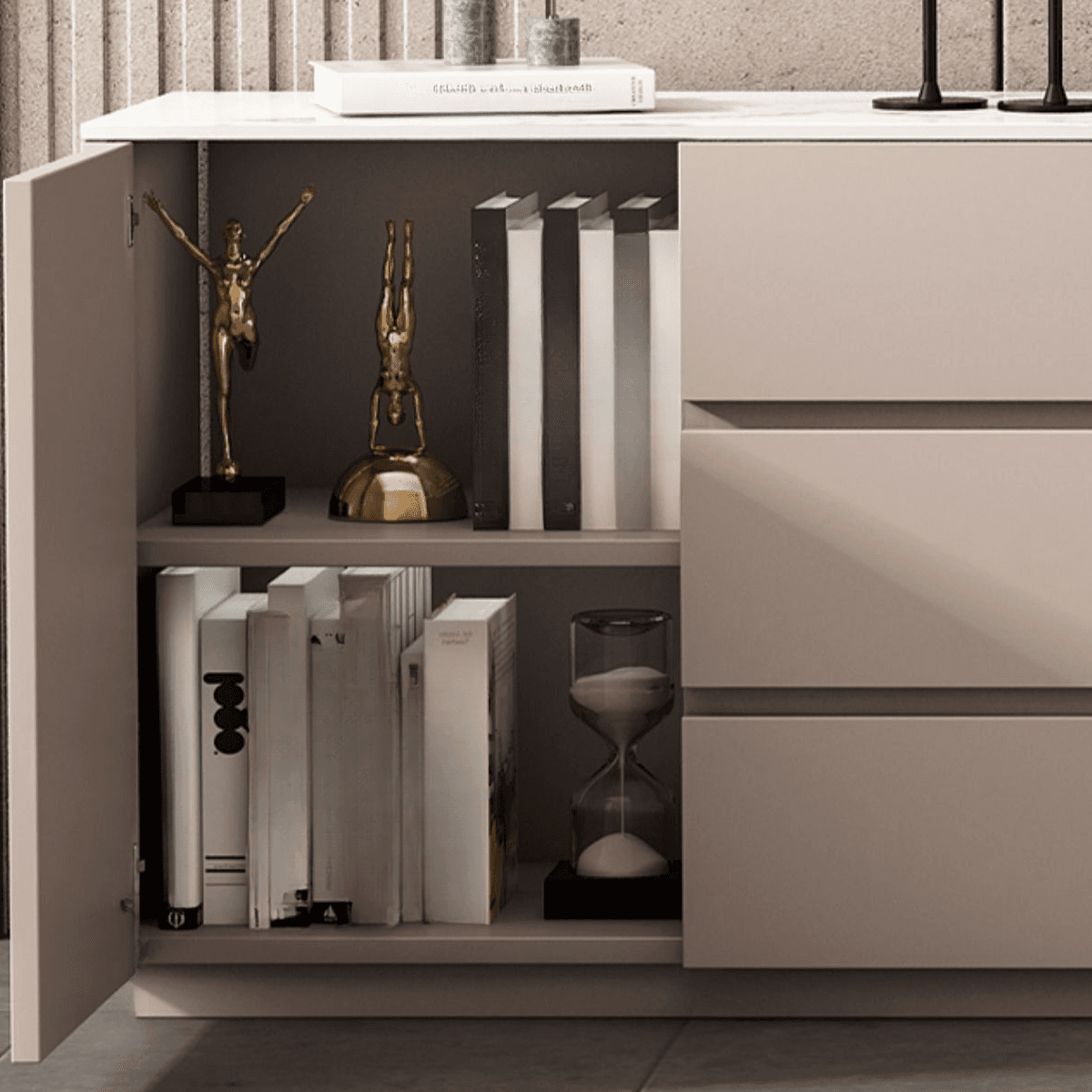 2-Door & 6 Drawers Rectangular TV Stand with Changeable Shelf for Sitting Room, 3 Tiers - image 10