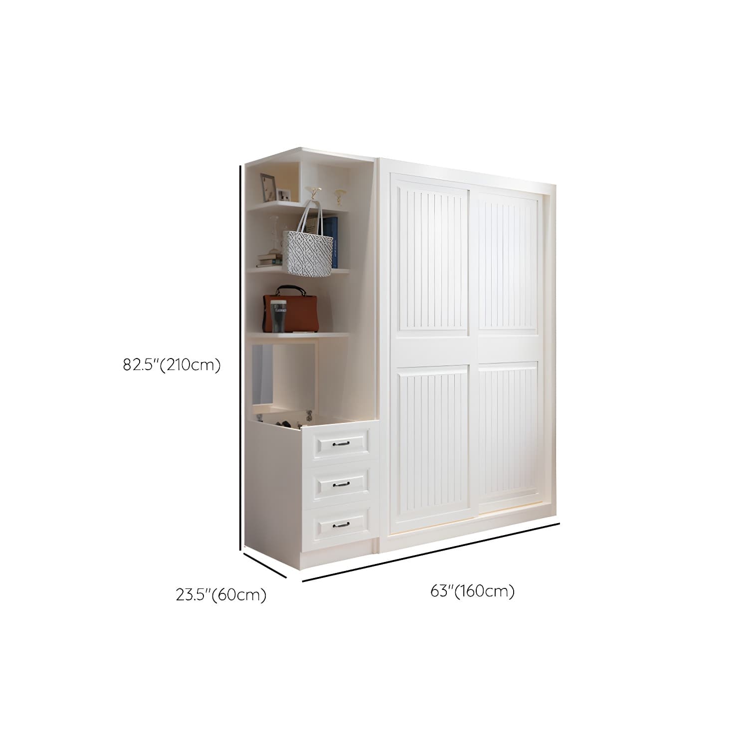 Contemporary Wardrobe Armoire with Garment Rod Wood Wardrobe Closet - image 21