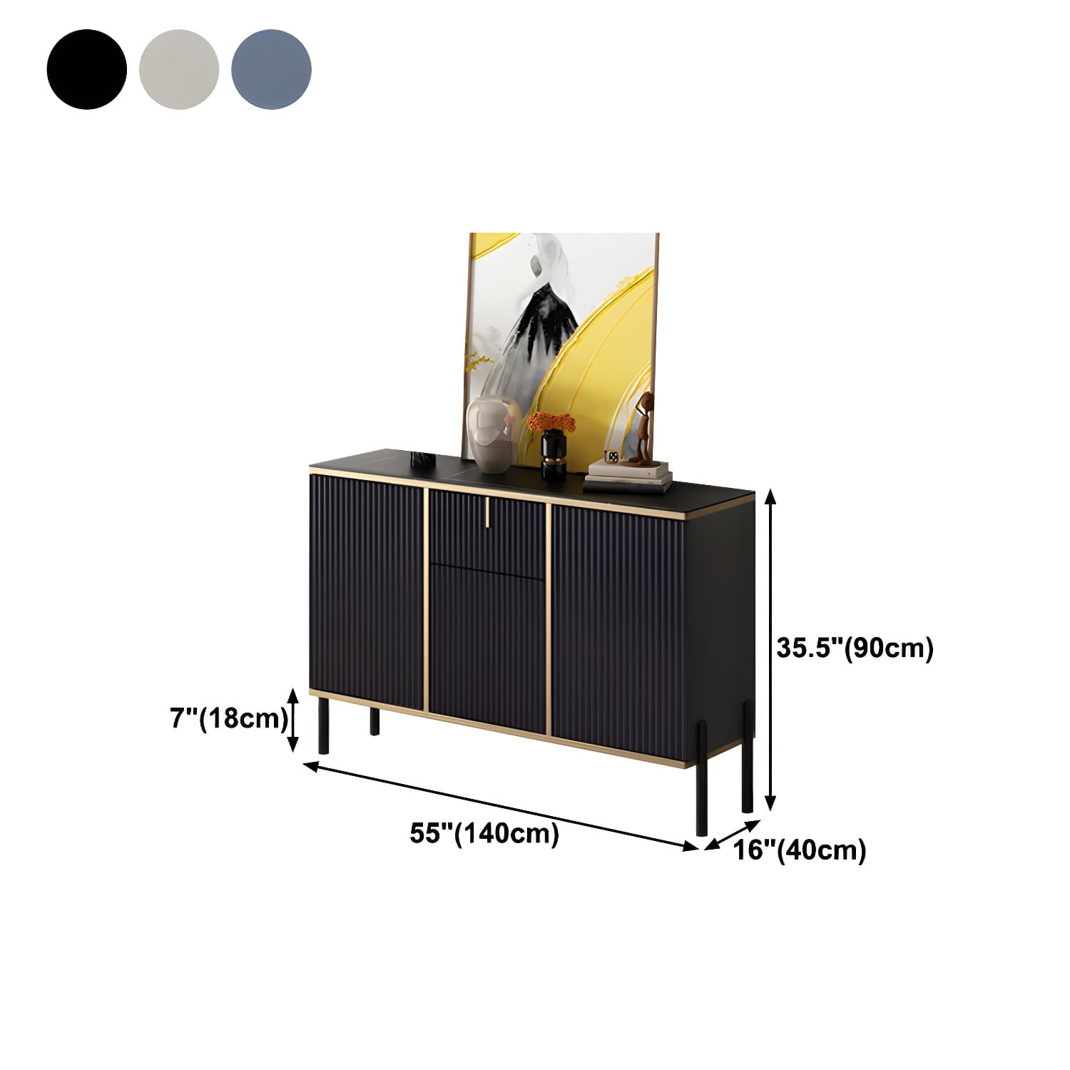Artificial Wood Sideboard Glam Sideboard with Doors for Living Room - image 17