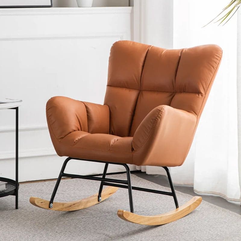 Midnight Black/Olive Green/Lemon Color Ergonomic Stationary Rocking Chair Couch with Rear & Round Arm - image 12