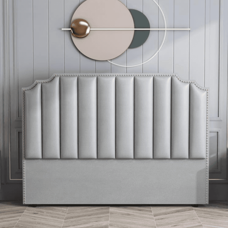 Modish Style Panel Headboard with No Distressing, Nailhead Border, Scooped Shape for Queen/Full Bed, Featuring Sponge Upholstery and Standard Height - image 10