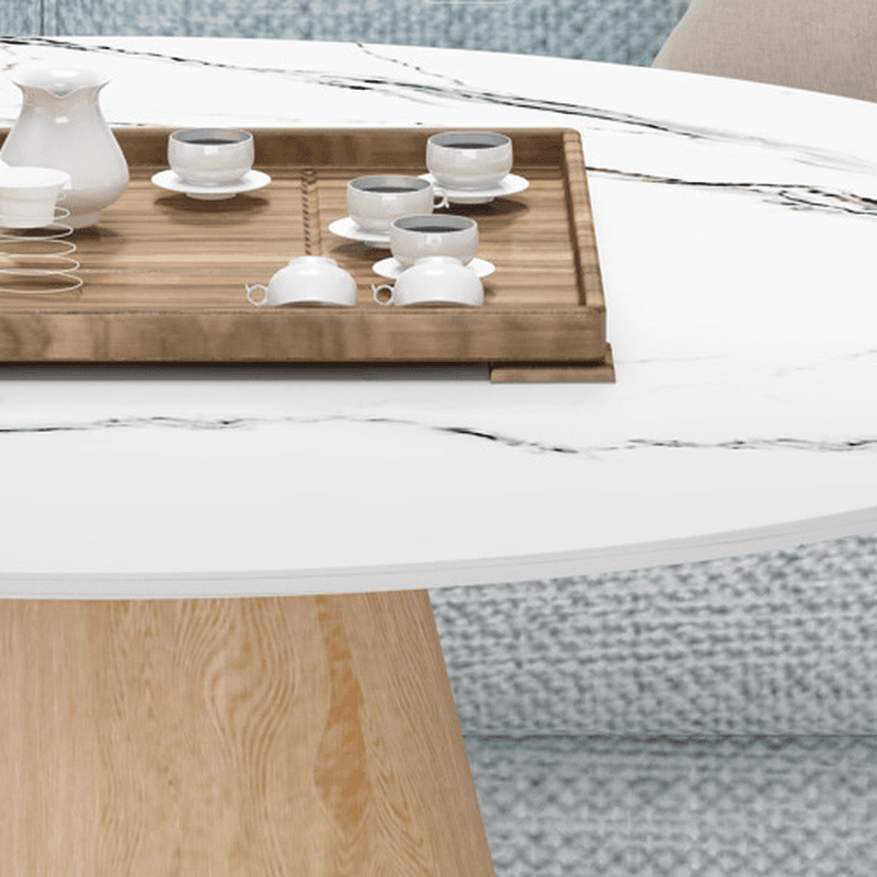 Organic Modern Style Circular Sintered Stone/Manufactured Wood Single Side Table with Plinth for Indoor Use - image 6