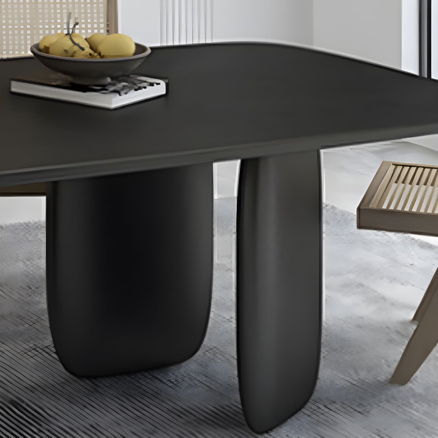 Modern 1/2/4/5 Pieces Rectangle Dining Set Solid Wood Black Dining Table with Chairs - image 8