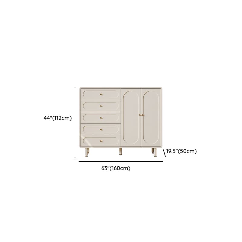 Chalk Casual Particle Board Wood Console Dresser with 5/4 Drawers, Hutch, 3 Interior Shelves, Horizontal - image 20