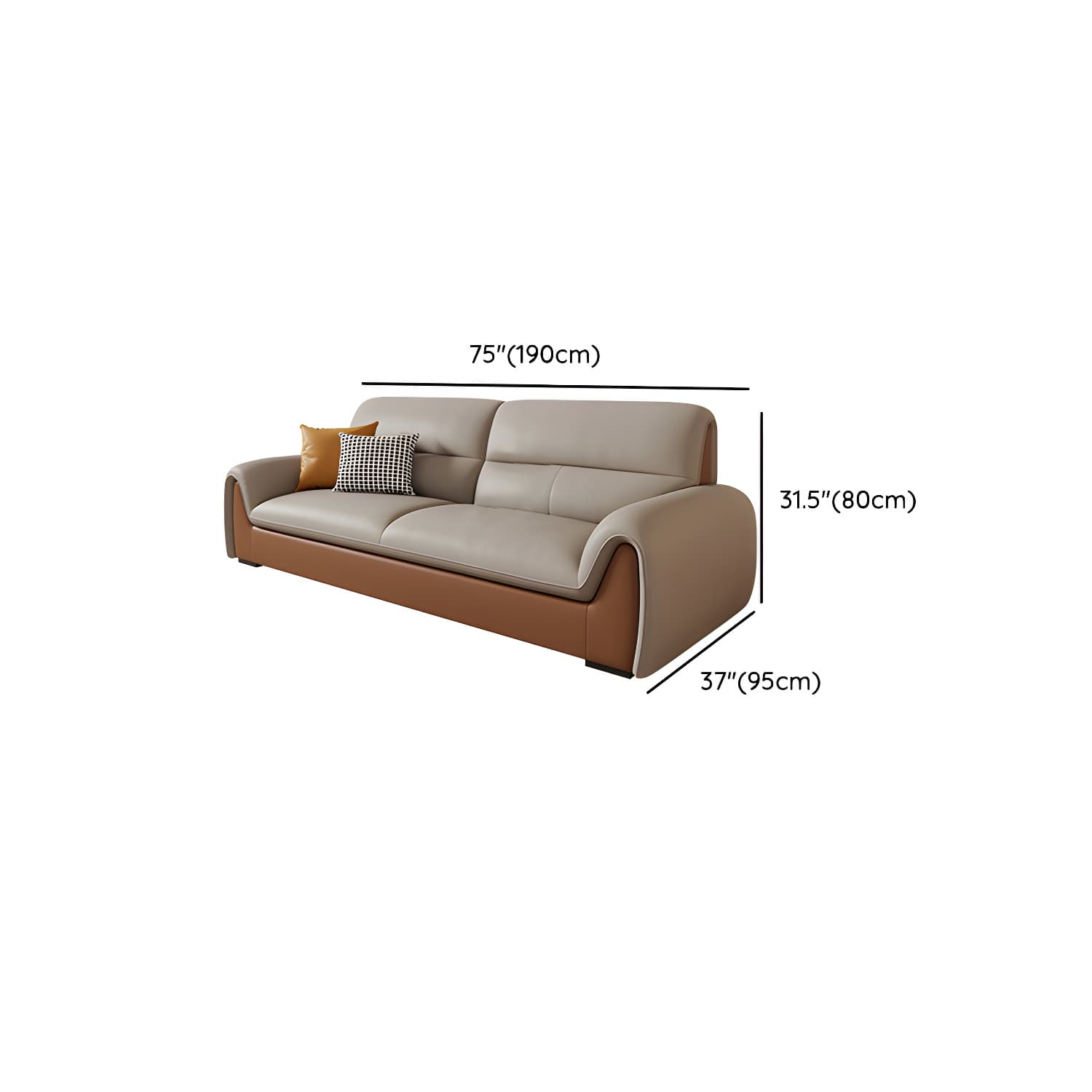 Modern Brown Leather Pillow Top Sectional Sofa with Wood Frame - image 10