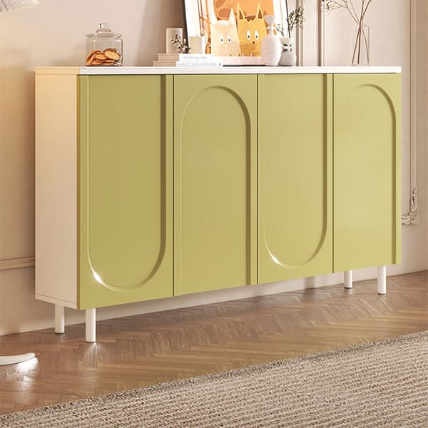 Scandinavian Wood Sideboard Credenza with Cabinet and Adjustable Shelves - image 5