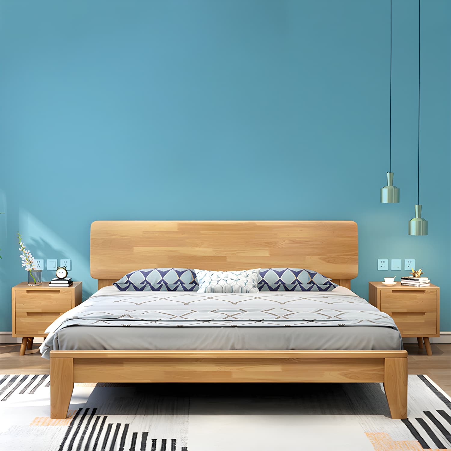 34.64" High Traditional Panel Bed with Storage Brown Rubberwood Bed - image 13