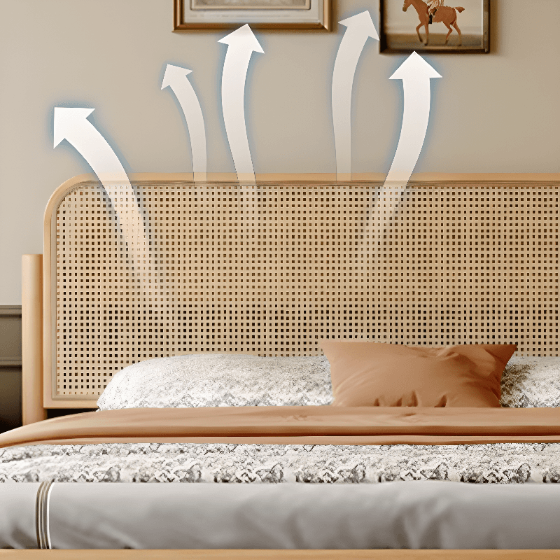 Natural Color Solid Color Panel Bed for Bedroom - image 5