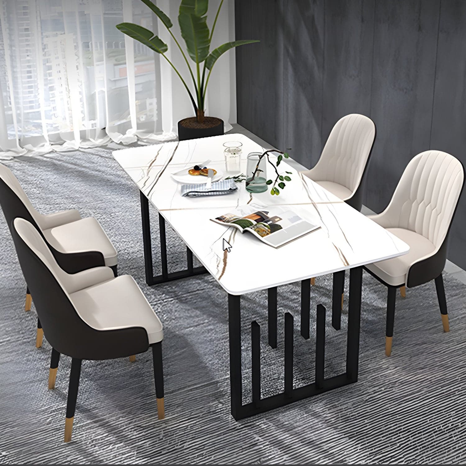 Traditional Luxury Dining Table Rectangle Slate Dining Table for Dining Room - image 4