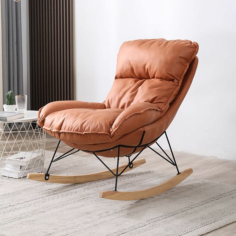 Stationary Rocker for Nursery Natural Wood Finish with Ottoman and Rear - image 5