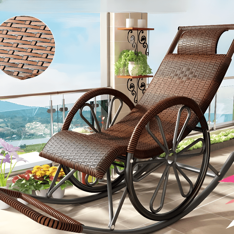 Simple Scratch-tolerant Cane Porch Rocker with Round Arm - image 8